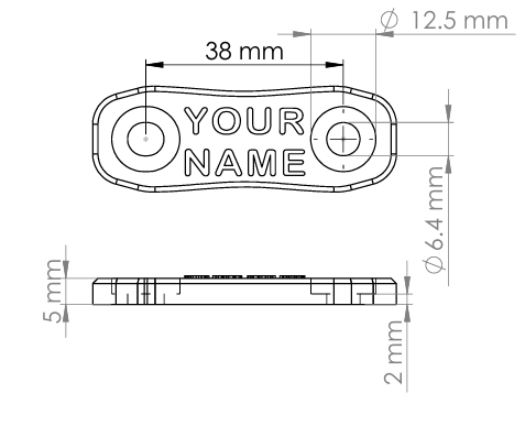 Capuchon d’aileron twintip kite personnalisé (nom & numéro)